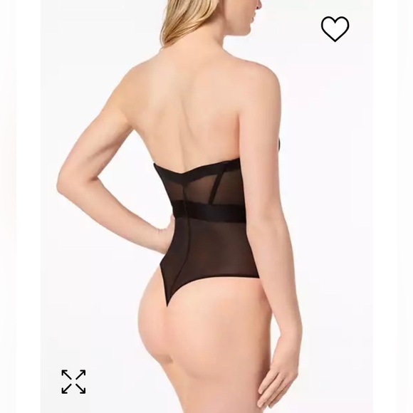 New! DKNY Sheers Strapless Mesh-Panel Thong Bodysuit size 36C - Picture 4 of 7